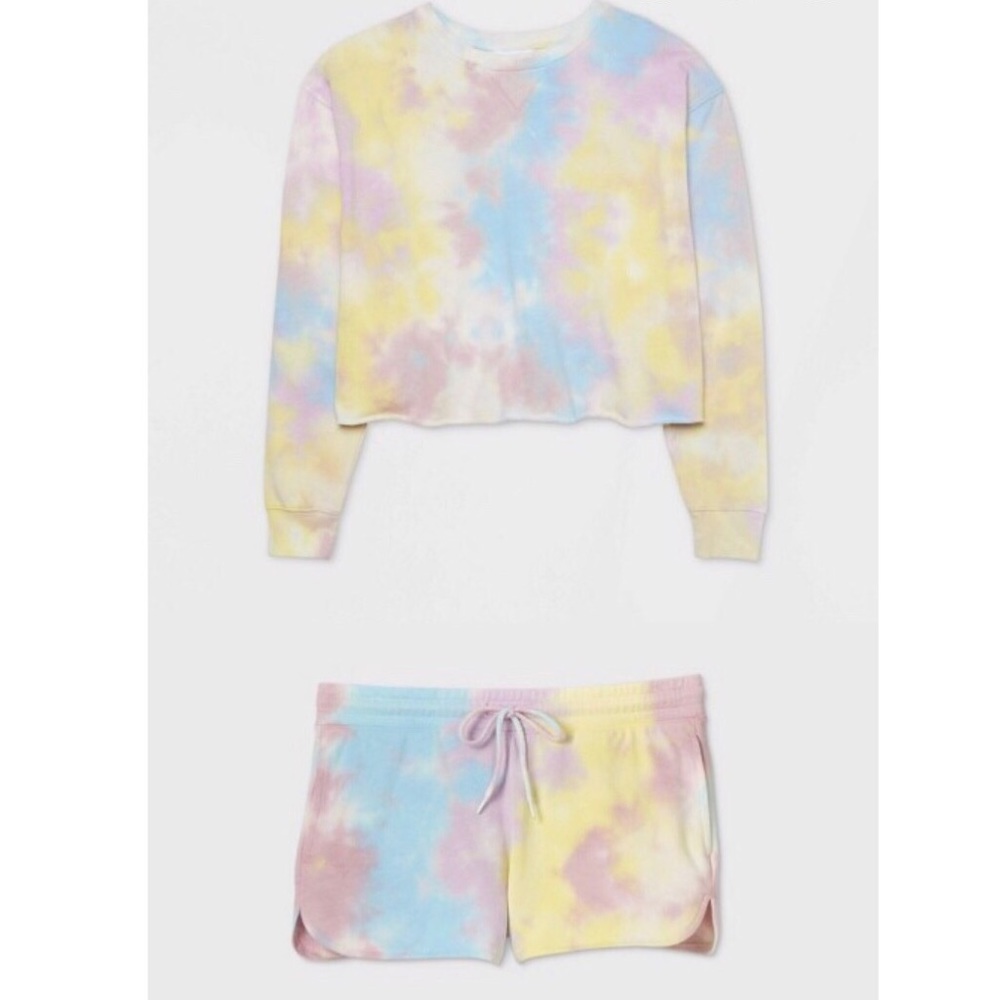 Tie Dye Short Sweatshirt Set